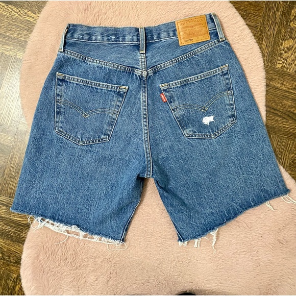 Levi's High Waist Blue Denim Shorts - Picture 5 of 9